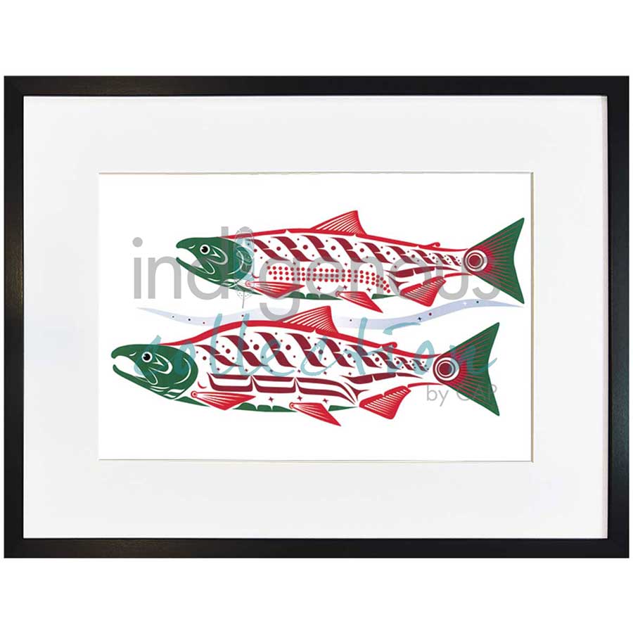 Natural Spawning Sockeye by artist Clarence Mills - Haida. Indigenous Collection