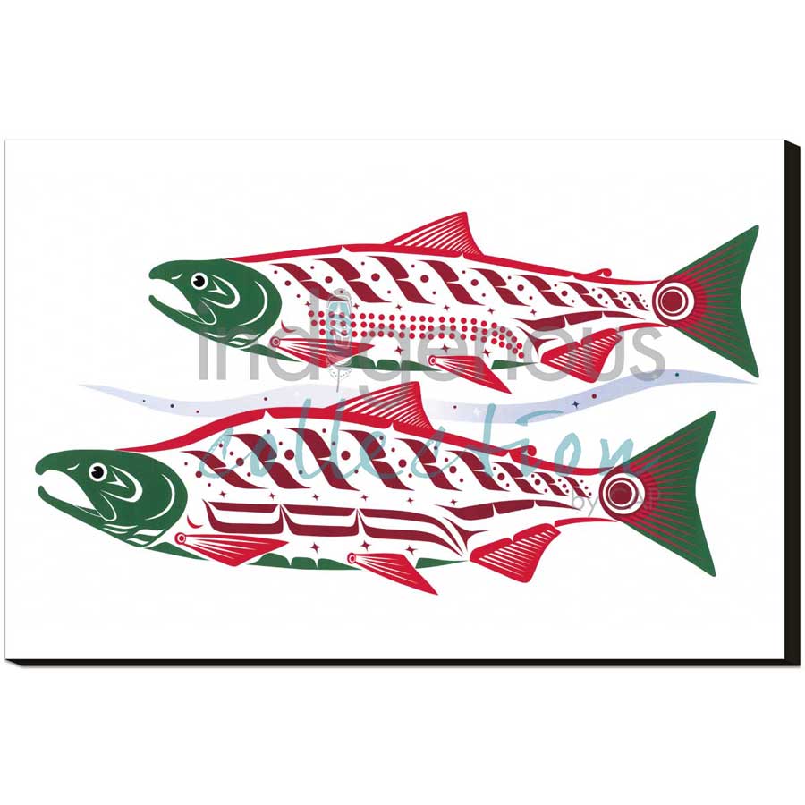 Natural Spawning Sockeye by artist Clarence Mills - Haida. Indigenous Collection