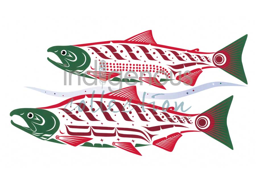 Natural Spawning Sockeye by artist Clarence Mills