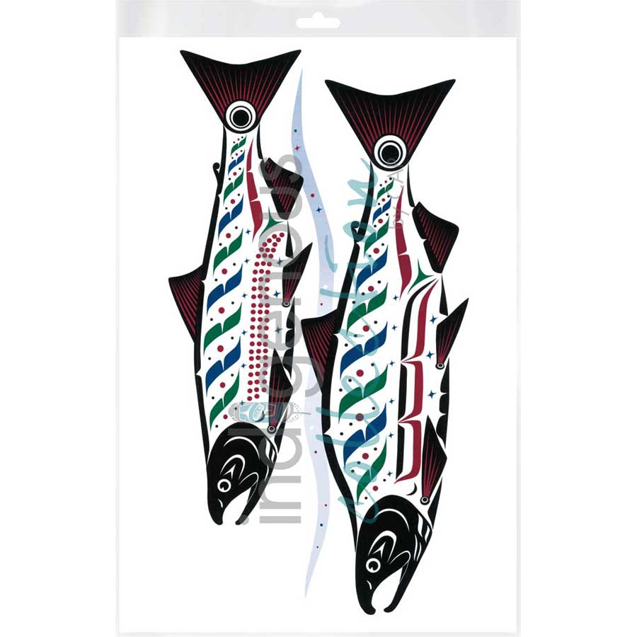 Haida Spawning Sockeye by artist Clarence Mills - Haida. Indigenous Collection