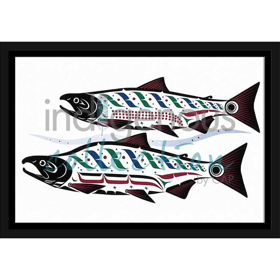 Haida Spawning Sockeye by artist Clarence Mills - Haida. Indigenous Collection