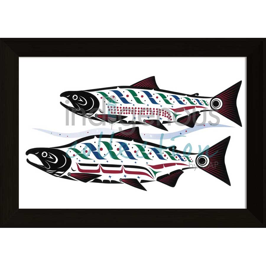 Haida Spawning Sockeye by artist Clarence Mills - Haida. Indigenous Collection