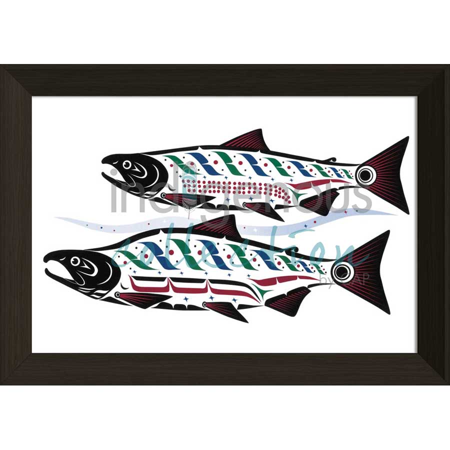 Haida Spawning Sockeye by artist Clarence Mills - Haida. Indigenous Collection