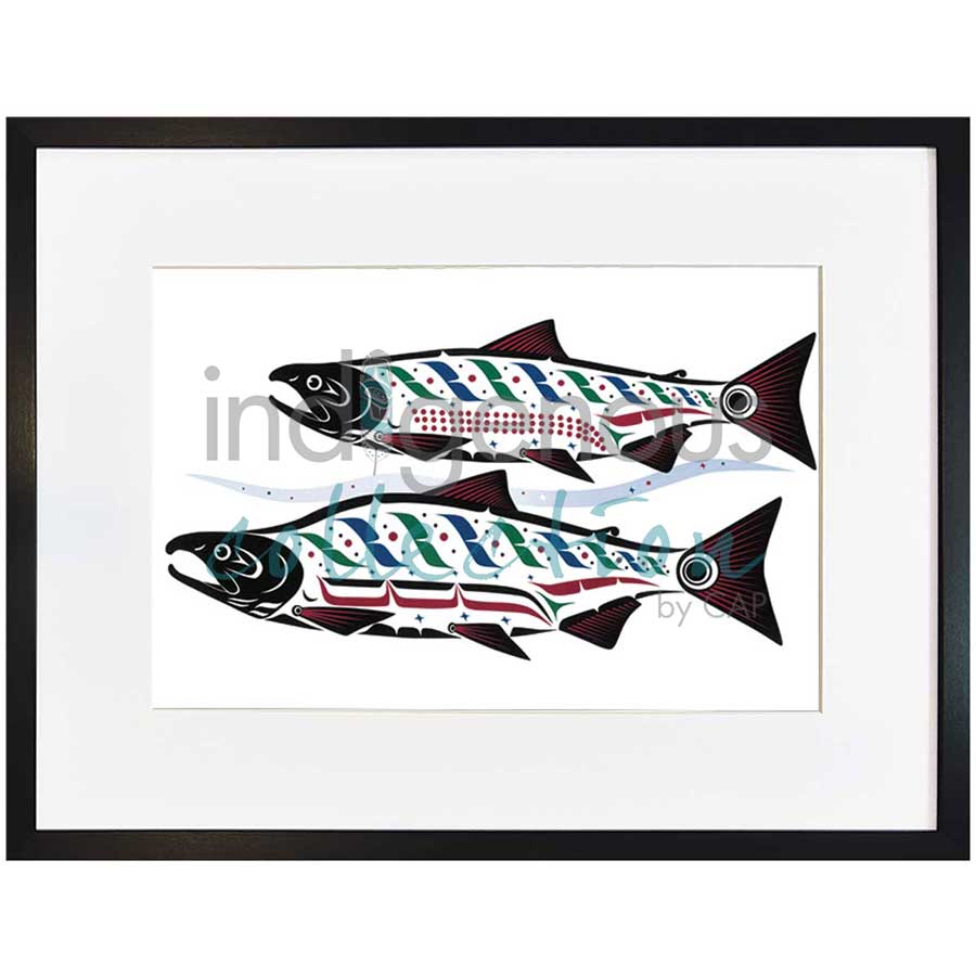 Haida Spawning Sockeye by artist Clarence Mills - Haida. Indigenous Collection