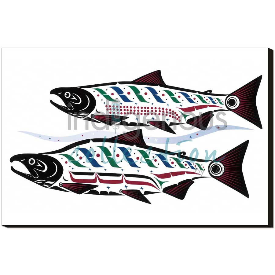Haida Spawning Sockeye by artist Clarence Mills - Haida. Indigenous Collection