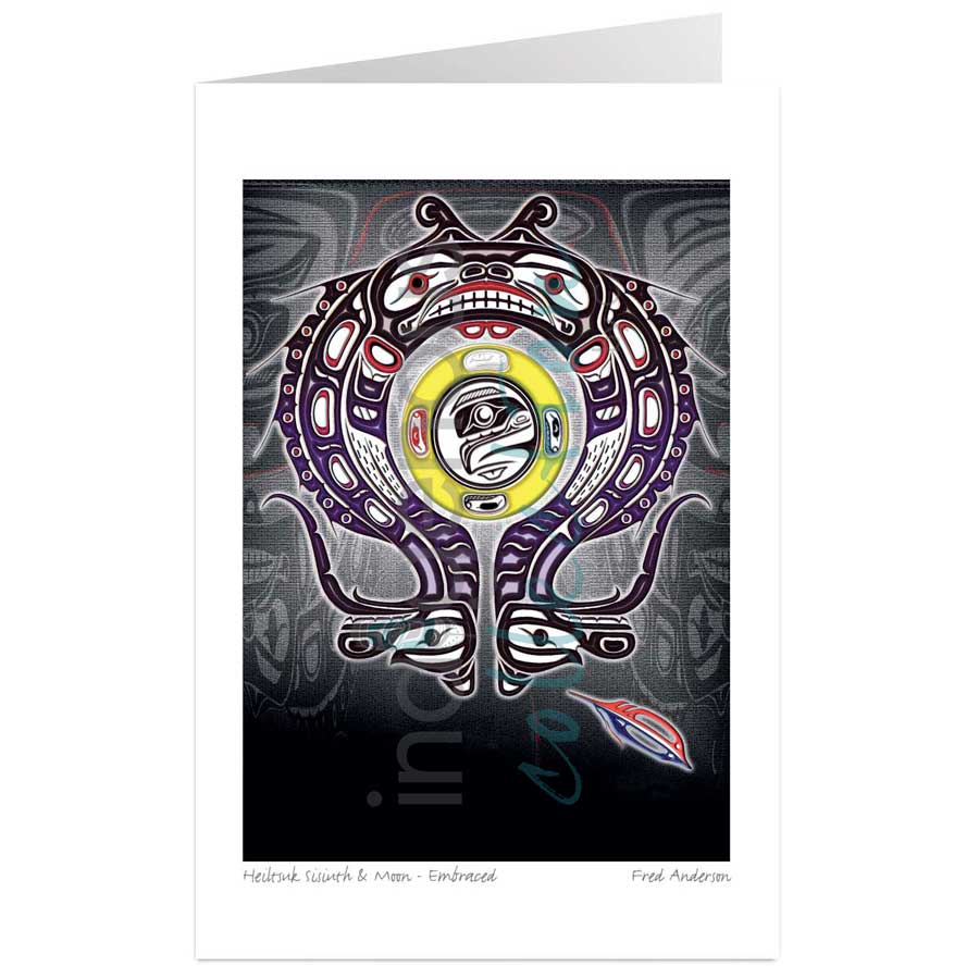 Heiltsuk Sisiuth & Moon - Embraced  by artist Fred Anderson