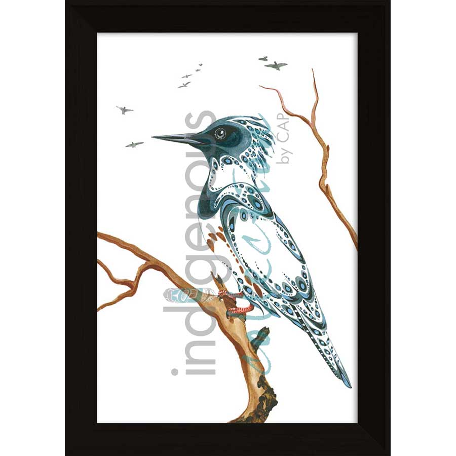 Resting Kingfisher by artist Ray Baptiste - Ojibway. Indigenous Collection