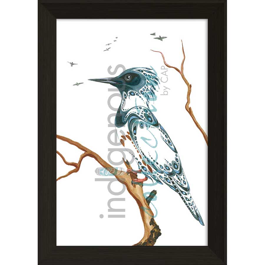 Resting Kingfisher by artist Ray Baptiste - Ojibway. Indigenous Collection