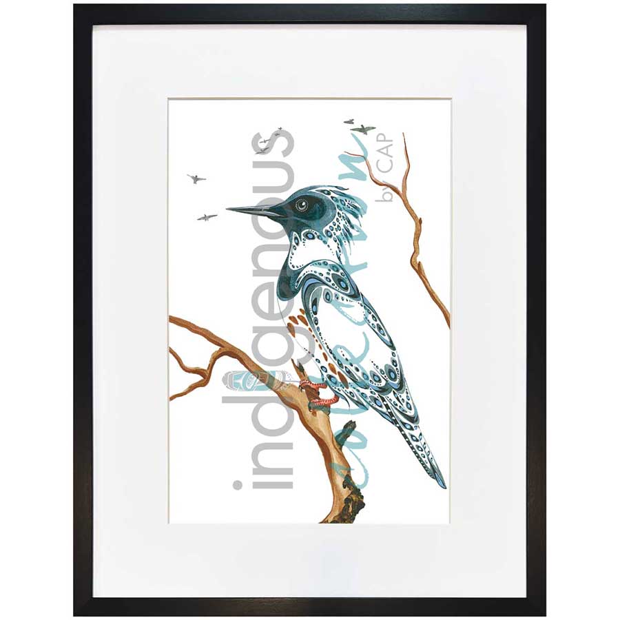 Resting Kingfisher by artist Ray Baptiste - Ojibway. Indigenous Collection