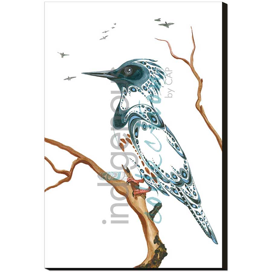 Resting Kingfisher by artist Ray Baptiste - Ojibway. Indigenous Collection