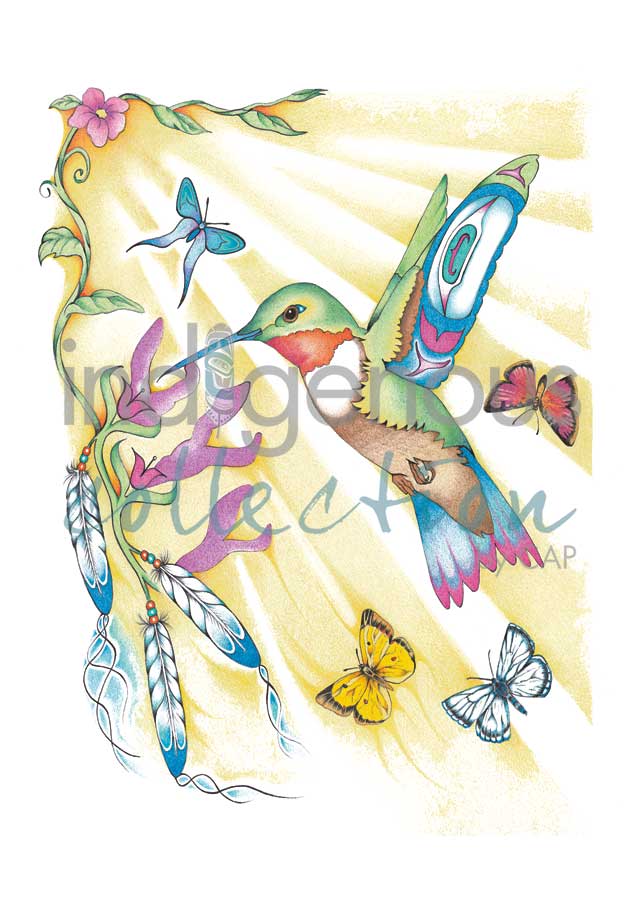 Hummingbird & Butterflies by artist Hubert V. Billy