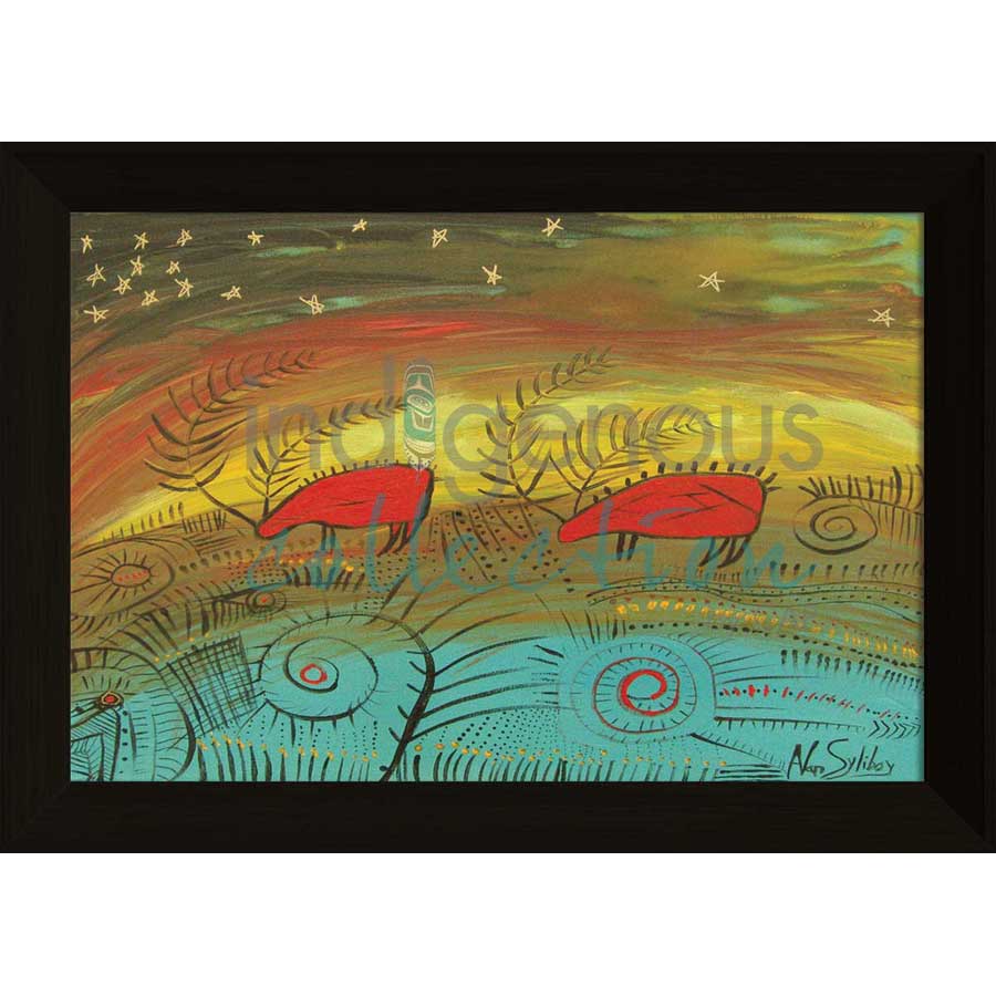 Two Caribou with Stars by artist Alan Syliboy - Mi'kmaq. Indigenous Collection