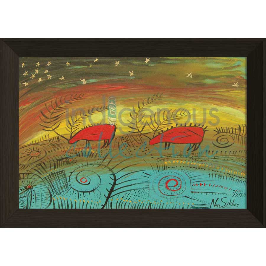 Two Caribou with Stars by artist Alan Syliboy - Mi'kmaq. Indigenous Collection