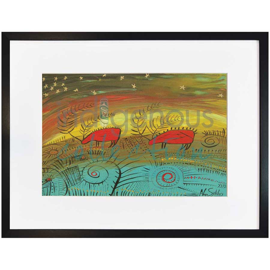 Two Caribou with Stars by artist Alan Syliboy - Mi'kmaq. Indigenous Collection