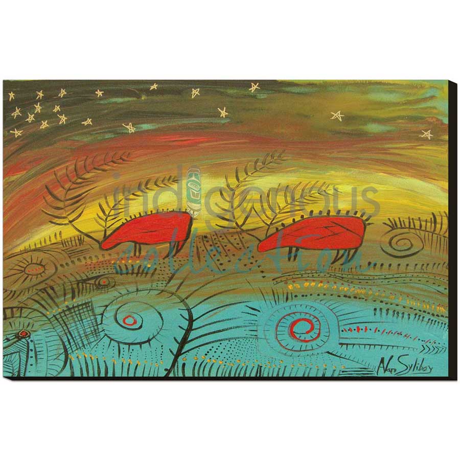 Two Caribou with Stars by artist Alan Syliboy - Mi'kmaq. Indigenous Collection