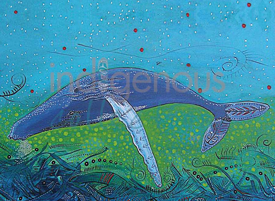 Humpback Whale Rolling Out of Bed by artist Alan Syliboy