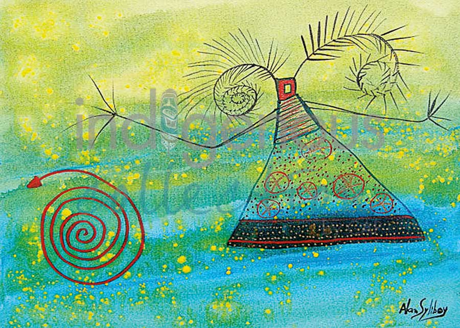 Woman in Yellow Light by artist Alan Syliboy