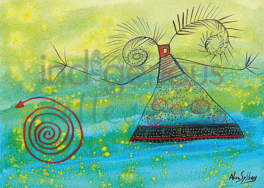 Woman in Yellow Light by artist Alan Syliboy