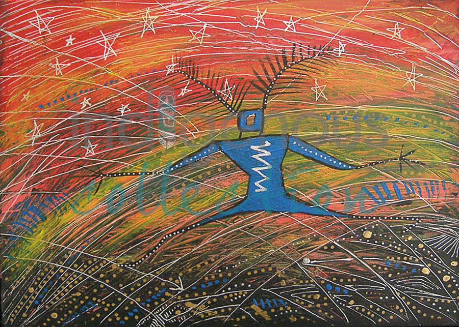 Little Thunder Dancing under Stars  by artist Alan Syliboy