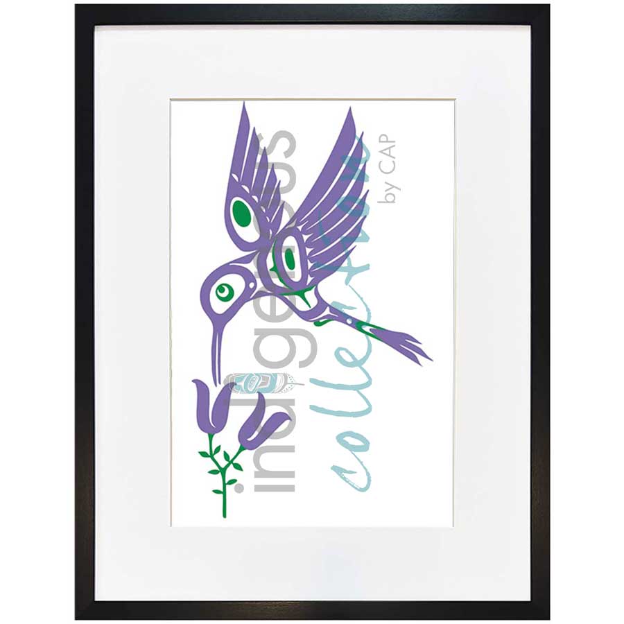 Purple Hummingbird by artist Pauline Bull - Interior Salish. Indigenous Collection