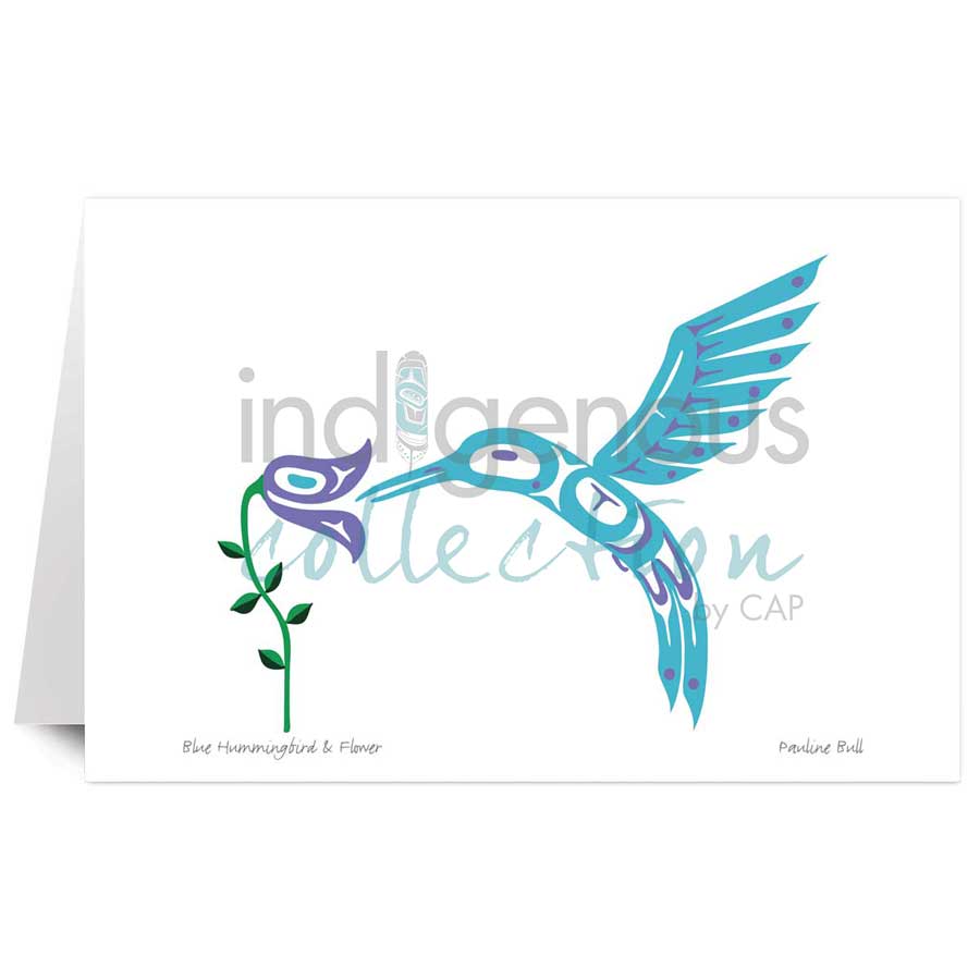 Blue Hummingbird & Flower by artist Pauline Bull