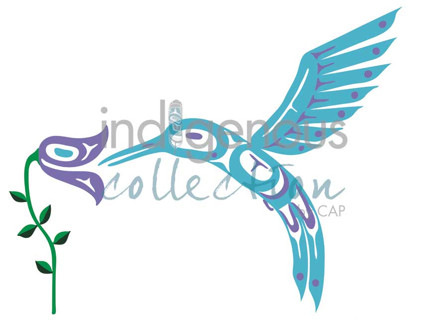 Blue Hummingbird & Flower by artist Pauline Bull