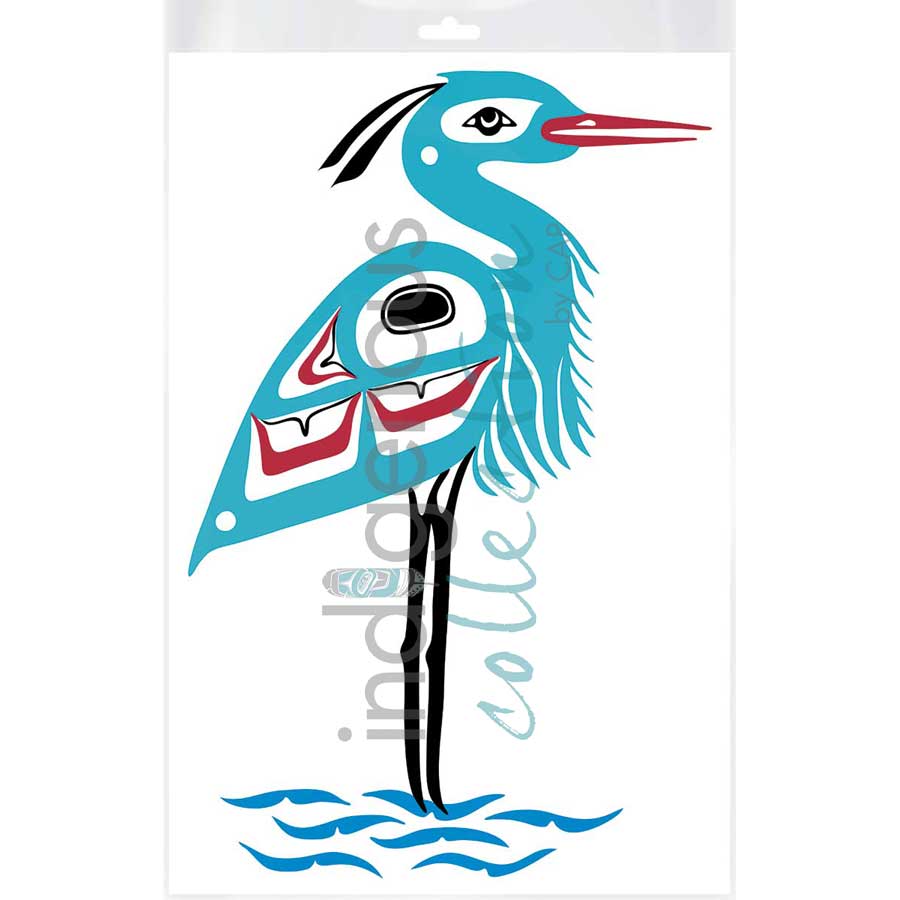 Great Blue Heron by artist Pauline Bull - Interior Salish. Indigenous Collection