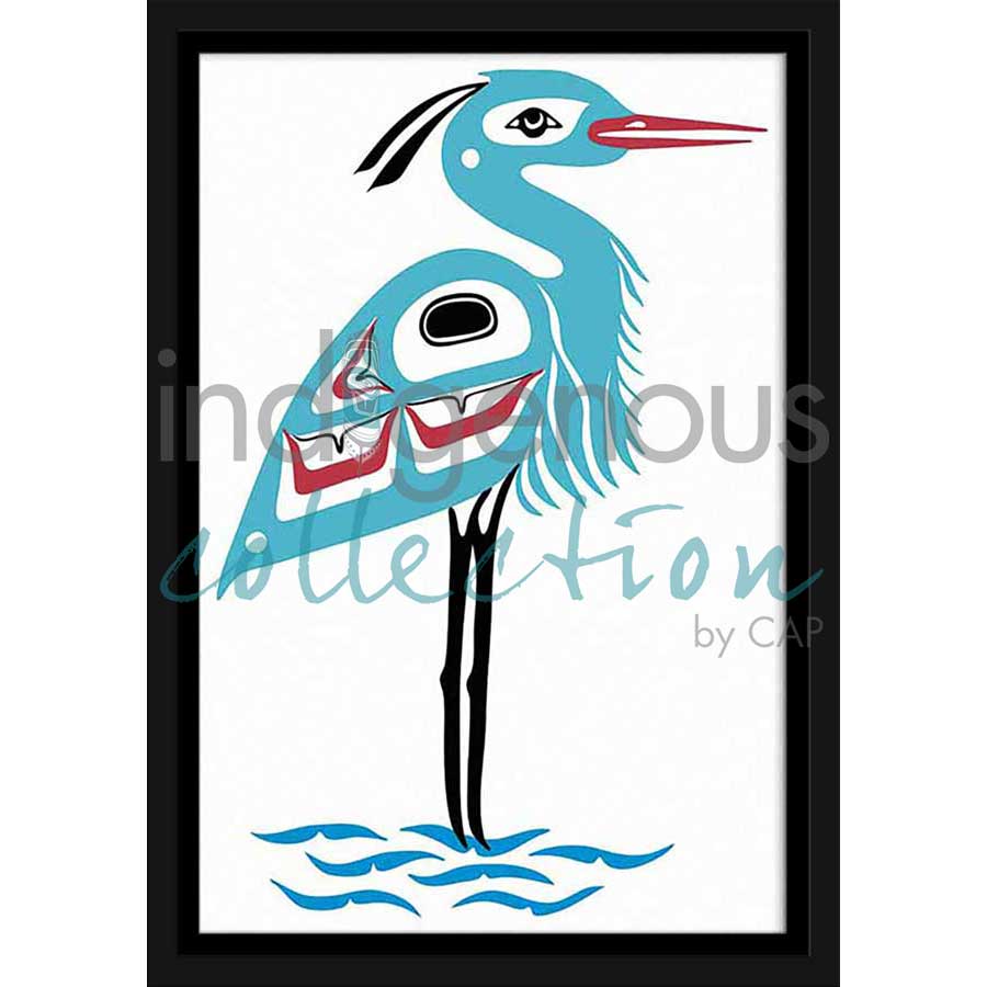 Great Blue Heron by artist Pauline Bull - Interior Salish. Indigenous Collection