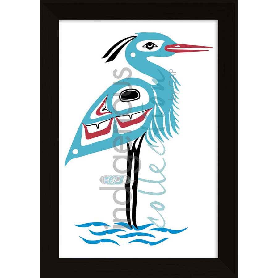 Great Blue Heron by artist Pauline Bull - Interior Salish. Indigenous Collection