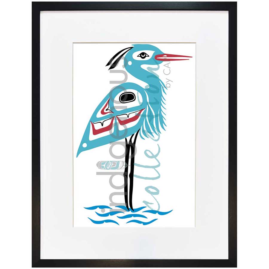 Great Blue Heron by artist Pauline Bull - Interior Salish. Indigenous Collection