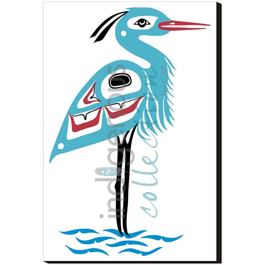 Great Blue Heron by artist Pauline Bull - Interior Salish. Indigenous Collection