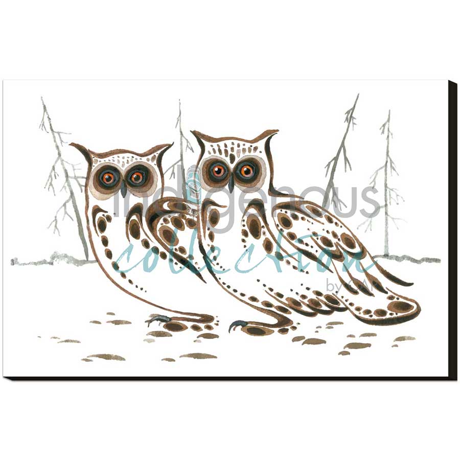 Long Eared Owls by artist Ray Baptiste - Ojibway. Indigenous Collection