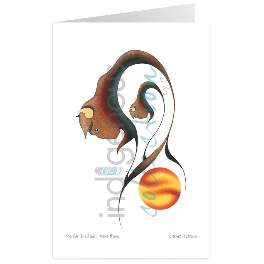 Mother & Child - Wood Bison by artist Garnet Tobacco