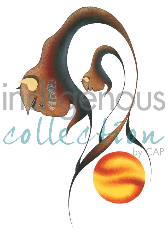 Mother & Child - Wood Bison by artist Garnet Tobacco