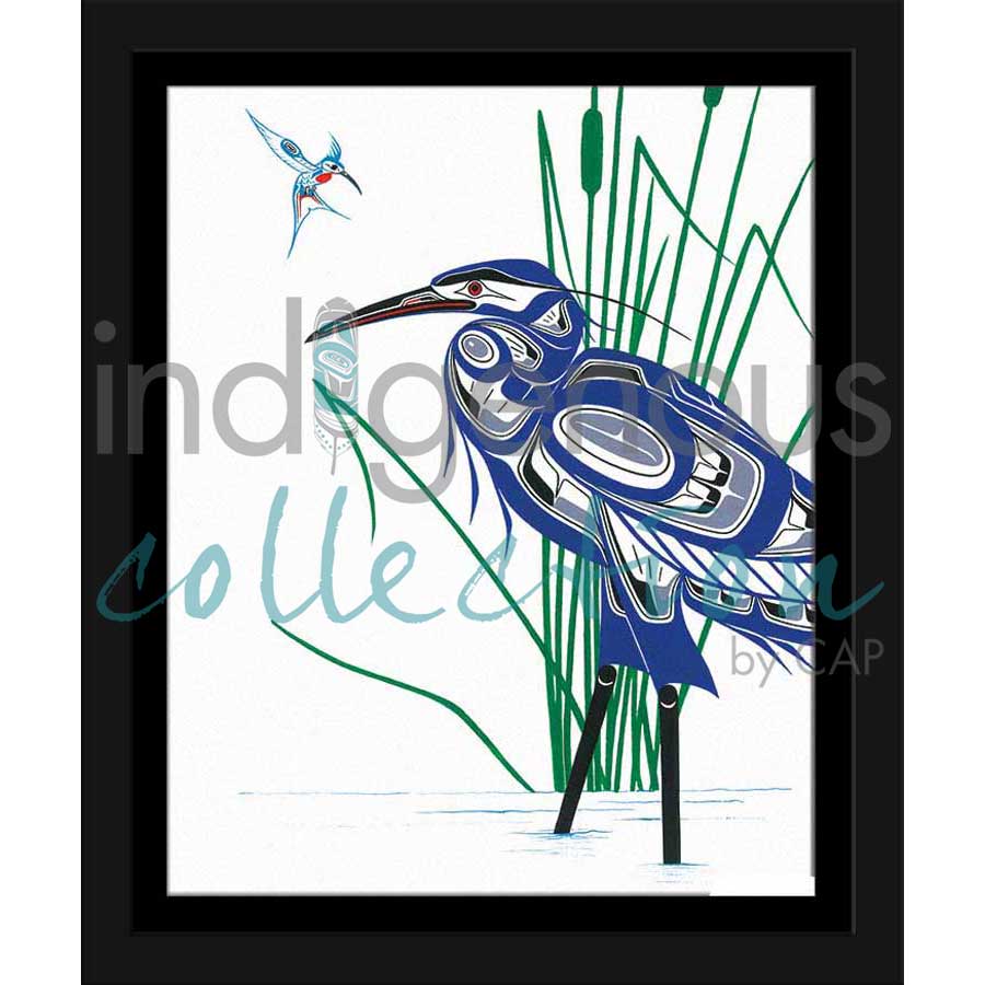 Hummingbird & Blue Heron by artist Richard Shorty - Northern Tutchone. Indigenous Collection