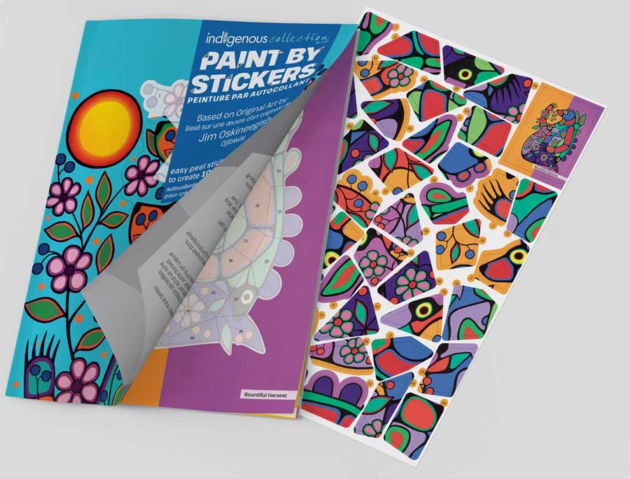 Yellow Floral Garden Paint By Sticker Book by artist Jim Oskineegish. Indigenous Collection.